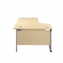 Everyday Radial Desk | Double Upright Cantilever | Left Hand | 1600mm Wide | Maple Top | Silver Frame