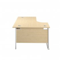 Everyday Radial Desk | Double Upright Cantilever | Left Hand | 1600mm Wide | Maple Top | White Frame