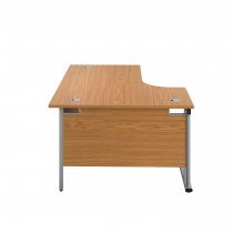 Everyday Radial Desk | Double Upright Cantilever | Left Hand | 1600mm Wide | Nova Oak Top | Silver Frame