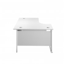 Everyday Radial Desk | Double Upright Cantilever | Left Hand | 1600mm Wide | White Top | White Frame