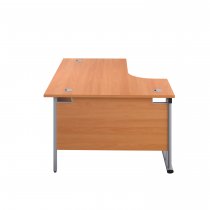 Everyday Radial Desk | Double Upright Cantilever | Left Hand | 1800mm Wide | Beech Top | Silver Frame
