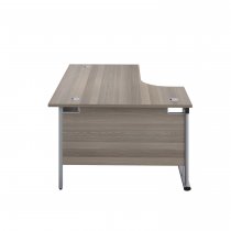 Everyday Radial Desk | Double Upright Cantilever | Left Hand | 1800mm Wide | Grey Oak Top | Silver Frame