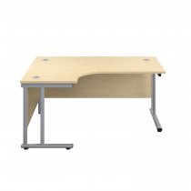 Everyday Radial Desk | Double Upright Cantilever | Left Hand | 1800mm Wide | Maple Top | Silver Frame