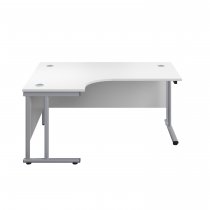 Everyday Radial Desk | Double Upright Cantilever | Left Hand | 1800mm Wide | White Top | Silver Frame