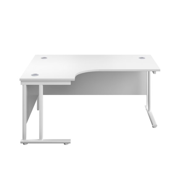Everyday Radial Desk | Double Upright Cantilever | Left Hand | 1800mm Wide | White Top | White Frame