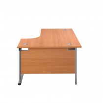Everyday Radial Desk | Double Upright Cantilever | Right Hand | 1600mm Wide | Beech Top | Silver Frame