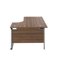 Everyday Radial Desk | Double Upright Cantilever | Right Hand | 1600mm Wide | Dark Walnut Top | Silver Frame