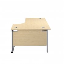 Everyday Radial Desk | Double Upright Cantilever | Right Hand | 1600mm Wide | Maple Top | Silver Frame