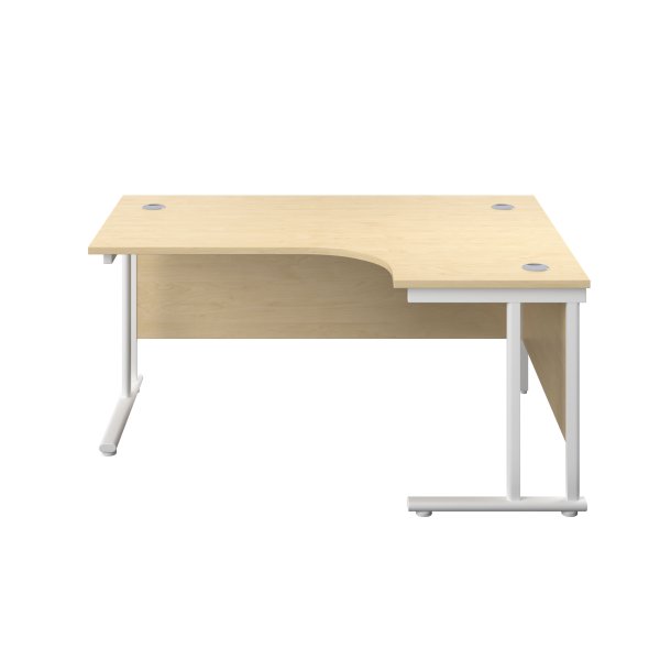 Everyday Radial Desk | Double Upright Cantilever | Right Hand | 1600mm Wide | Maple Top | White Frame