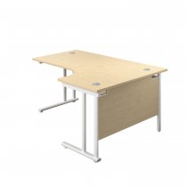 Everyday Radial Desk | Double Upright Cantilever | Right Hand | 1600mm Wide | Maple Top | White Frame