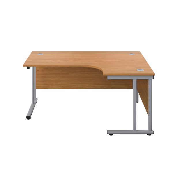 Everyday Radial Desk | Double Upright Cantilever | Right Hand | 1600mm Wide | Nova Oak Top | Silver Frame