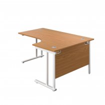 Everyday Radial Desk | Double Upright Cantilever | Right Hand | 1600mm Wide | Nova Oak Top | White Frame