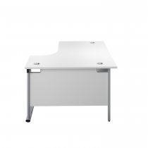 Everyday Radial Desk | Double Upright Cantilever | Right Hand | 1600mm Wide | White Top | Silver Frame