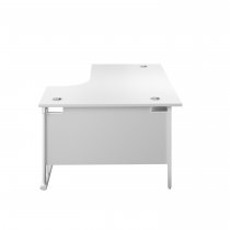 Everyday Radial Desk | Double Upright Cantilever | Right Hand | 1600mm Wide | White Top | White Frame