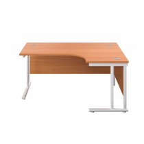 Everyday Radial Desk | Double Upright Cantilever | Right Hand | 1800mm Wide | Beech Top | White Frame