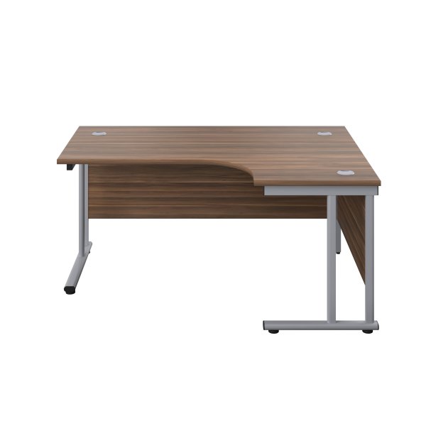 Everyday Radial Desk | Double Upright Cantilever | Right Hand | 1800mm Wide | Dark Walnut Top | Silver Frame