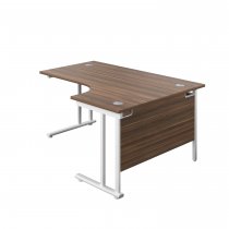 Everyday Radial Desk | Double Upright Cantilever | Right Hand | 1800mm Wide | Dark Walnut Top | White Frame