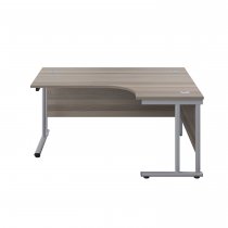 Everyday Radial Desk | Double Upright Cantilever | Right Hand | 1800mm Wide | Grey Oak Top | Silver Frame