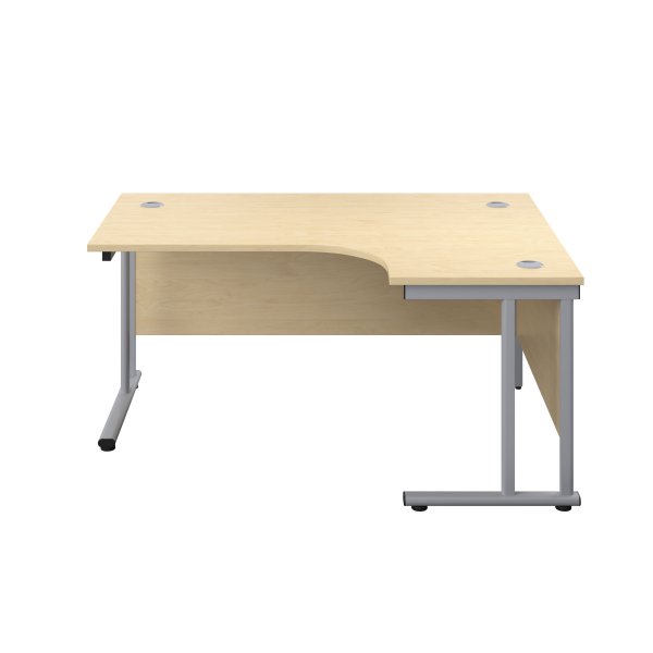 Everyday Radial Desk | Double Upright Cantilever | Right Hand | 1800mm Wide | Maple Top | Silver Frame