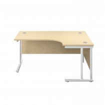 Everyday Radial Desk | Double Upright Cantilever | Right Hand | 1800mm Wide | Maple Top | White Frame
