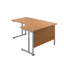 Everyday Radial Desk | Double Upright Cantilever | Right Hand | 1800mm Wide | Nova Oak Top | Silver Frame