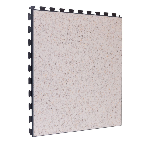 PVC Floor Tiles | 1m² | 5 Tiles | Cream Terrazzo Design | Black Grout