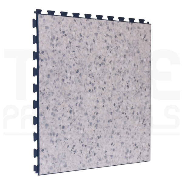 PVC Floor Tiles | 1m² | 5 Tiles | Grey Terrazzo Design | Black Grout