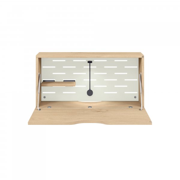 Wall Mounted Desk | 800 x 230mm | Oak Laminate | Traffic White Panel | Bisley Hideaway