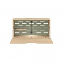 Wall Mounted Desk | 800 x 230mm | Oak Laminate | Goose Grey Panel | Bisley Hideaway