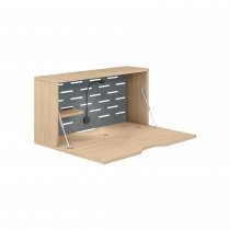 Wall Mounted Desk | 800 x 230mm | Oak Laminate | Anthracite Grey Panel | Bisley Hideaway