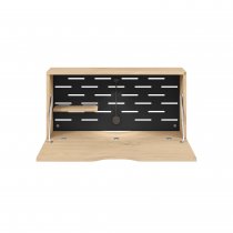 Wall Mounted Desk | 800 x 230mm | Oak Laminate | Black Panel | Bisley Hideaway
