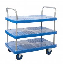 Platform Trolley | 3 Shelves | 900 x 600mm | 300KG Max Load | ProPlaz® Blue