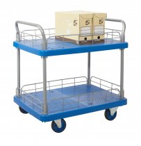 Platform Trolley | 2 Shelves | Wire Surround | 900 x 600mm | 300KG Max Load | ProPlaz® Blue