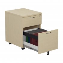 Everyday Mobile Pedestal | Space Saving | 2 Drawers | 595 x 404 x 500mm | Maple