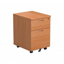 Everyday Mobile Pedestal | Space Saving | 2 Drawers | 595 x 404 x 500mm | Beech