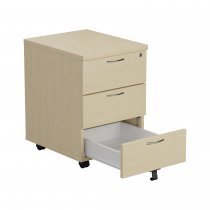 Everyday Mobile Pedestal | Space Saving | 3 Drawers | 595 x 404 x 500mm | Maple