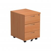 Everyday Mobile Pedestal | Space Saving | 3 Drawers | 595 x 404 x 500mm | Beech