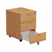 Everyday Mobile Pedestal | Space Saving | 3 Drawers | 595 x 404 x 500mm | Beech