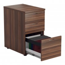Everyday Desk Height Pedestal | 3 Drawers | 730mm High | 600mm Deep | Dark Walnut