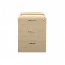 Everyday Fixed Pedestal | 3 Drawers | 500mm Deep | Maple