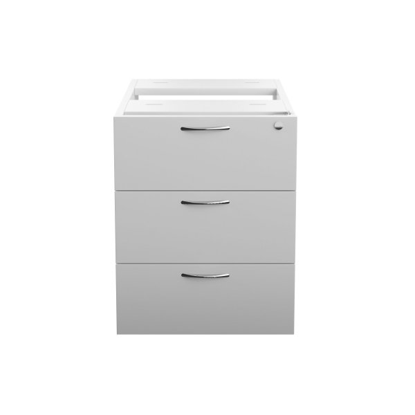 Everyday Fixed Pedestal | 3 Drawers | 500mm Deep | White