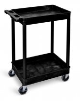 Super Strength Plastic Trolley | Black | 2 Tray Shelves | 150KG Max Load