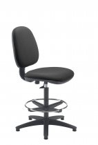 Mid Back Operator Chair | Charcoal | No Arms | Adjustable Draughting Kit | Zoom