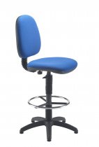 Mid Back Operator Chair | Royal Blue | No Arms | Fixed Draughting Kit | Zoom