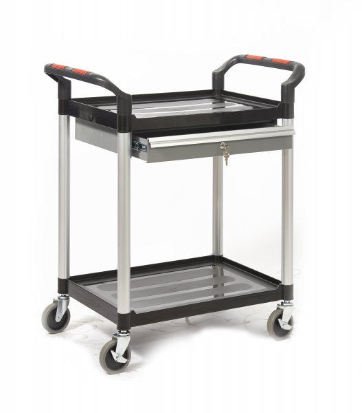 Shelf Trolley | 2 Shelves | 750 x 460mm | Lockable Steel Drawer | ProPlaz®