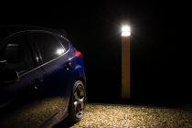 Single Illuminated Bollard | Oak | 1 x 1.3w 240v LED | 140 x 140 x 1100mm | Stratton