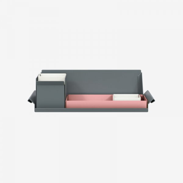 Desk Organiser | Small | Palest Pink Large Inner Trays | Chalk Small Inner Trays | Bisley Mosaic