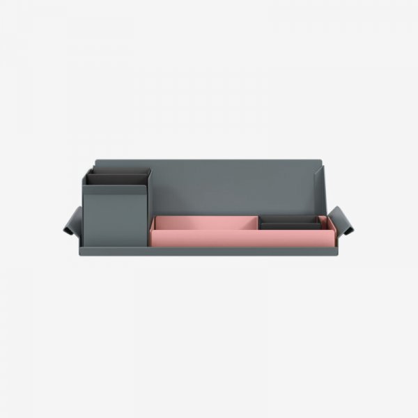 Desk Organiser | Small | Palest Pink Large Inner Trays | Black Small Inner Trays | Bisley Mosaic