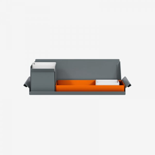 Desk Organiser | Small | Bisley Orange Large Inner Trays | Traffic White Small Inner Trays | Bisley Mosaic