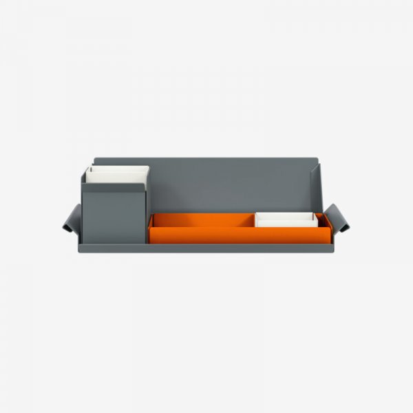 Desk Organiser | Small | Bisley Orange Large Inner Trays | Chalk Small Inner Trays | Bisley Mosaic